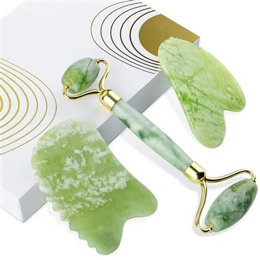 100% tikras natūralus nefrito ritininis ir gua sha rinkinys